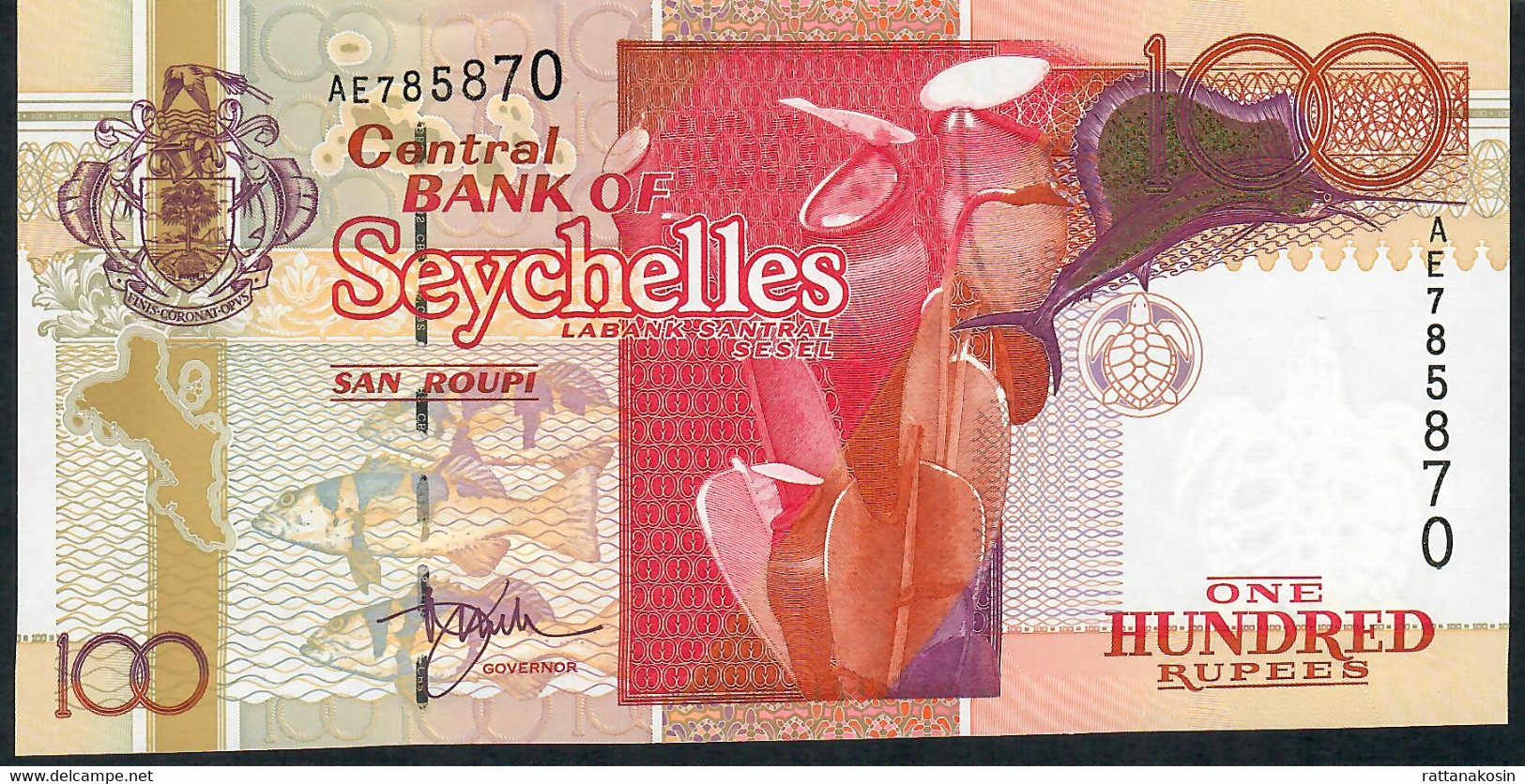 SEYCHELLES P40a 100 RUPEES 2001 #AE    UNC. - Seychelles