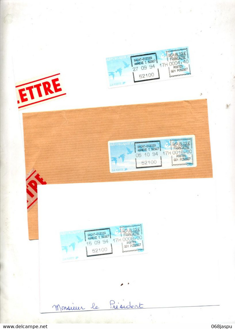 3 Grand Fragment De Lettre Vignette Saint Dizier Annexe 1 - 1990 « Oiseaux De Jubert »