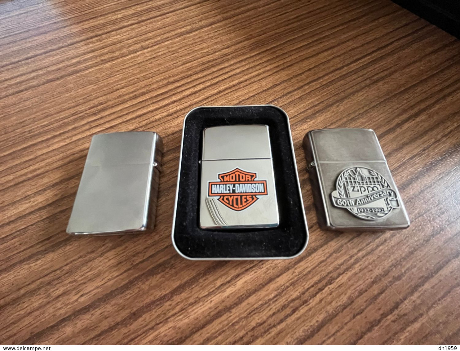 BOITE 60TH ANNIVERSARY LOT DE 3 ZIPPO BRIQUET LIGHTER FEUERZEUG HARLEY DAVIDSON GARANTIE GUARANTEE + ACCESSORIES