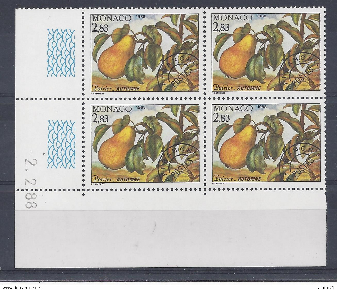 MONACO PREO N° 100 - POIRIER - Bloc De 4 COIN DATE - NEUF SANS CHARNIERE - 2/2/88 - Precancels