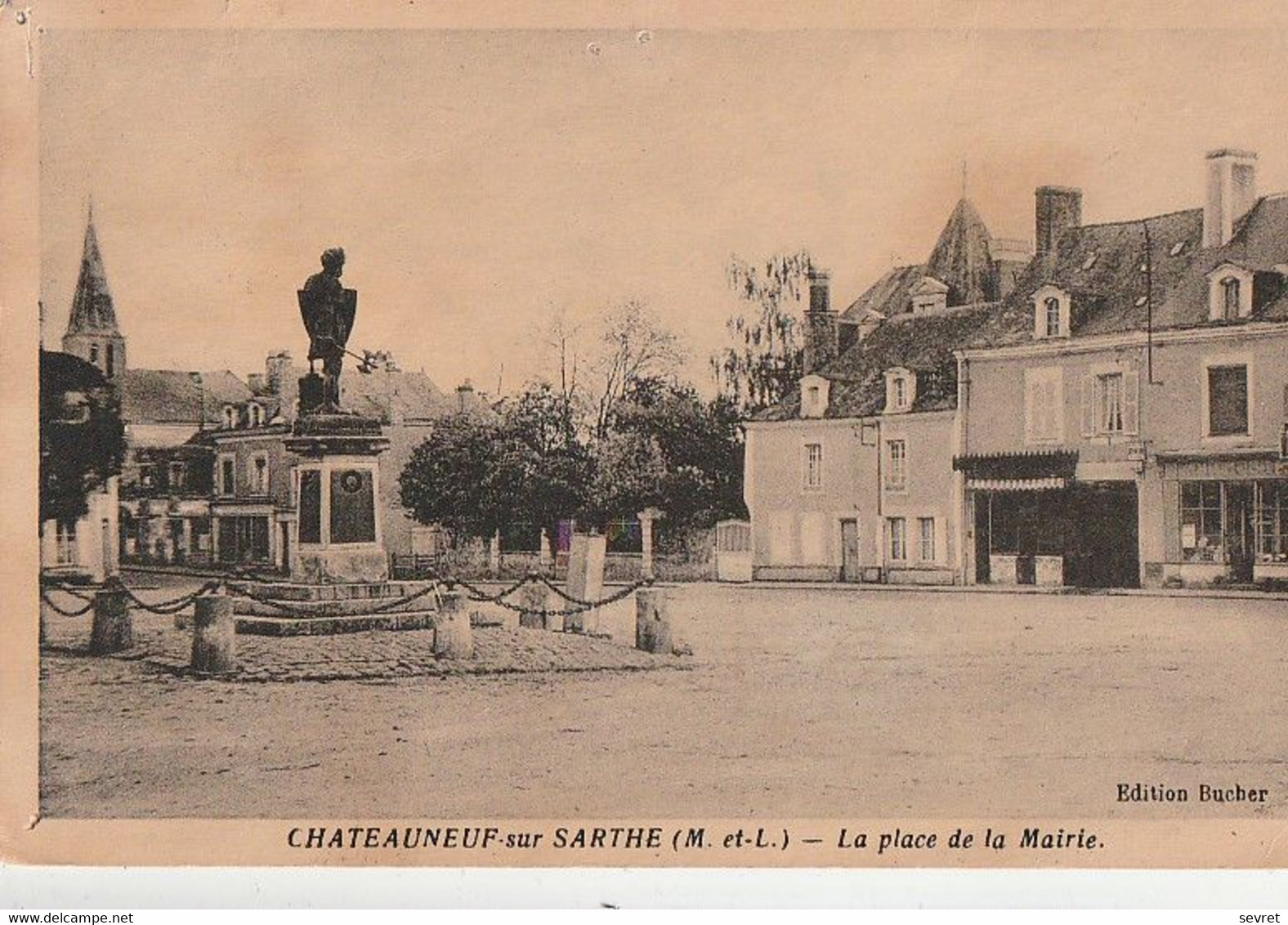 CHATEAUNEUF-sur-SARTHE. - La Place De La Mairie. Carte RARE - Chateauneuf Sur Sarthe