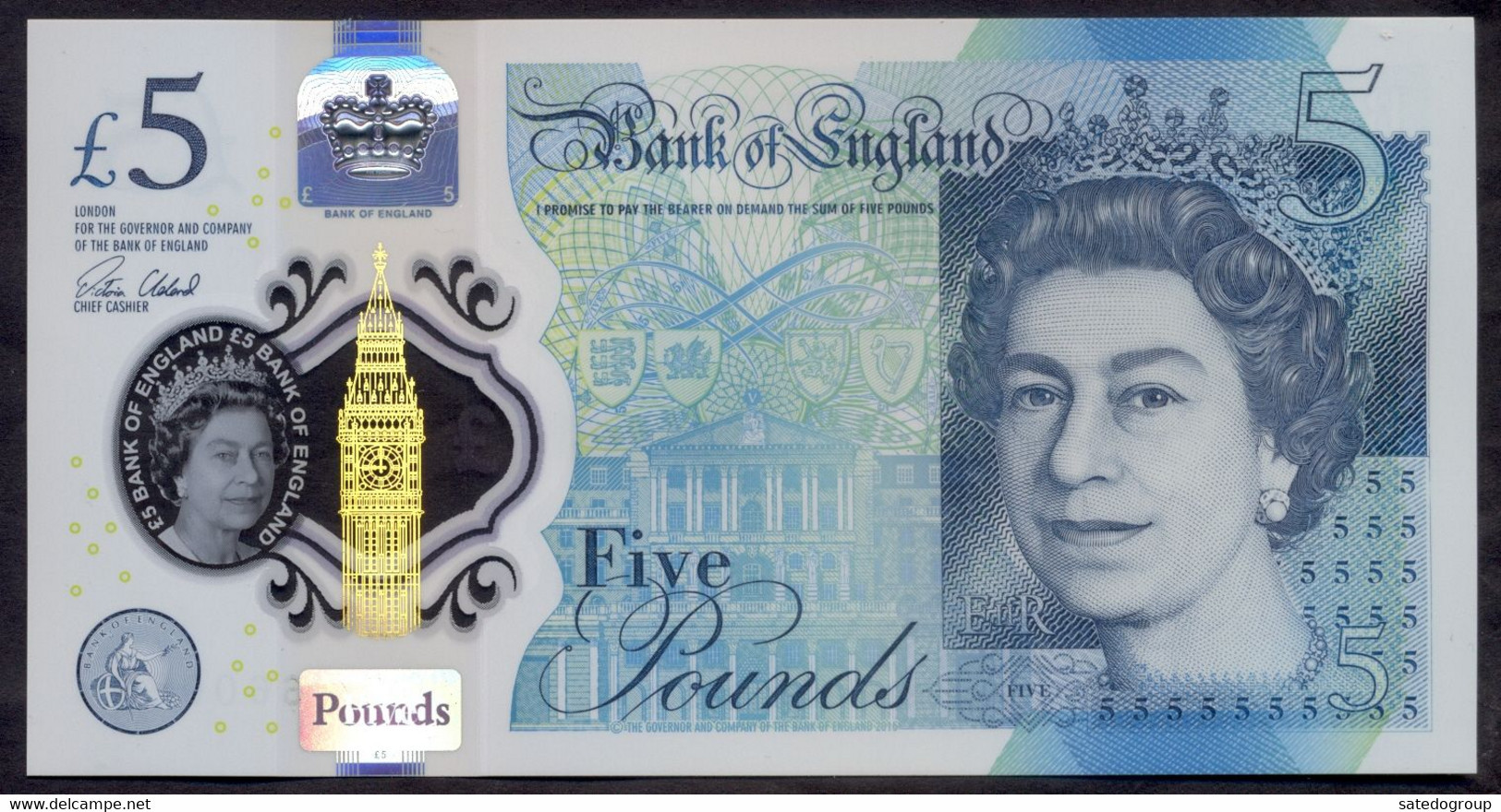 UK Great Britain 5 Pounds 2015 UNC P- 394 < Bank Of England > - 5 Pounds