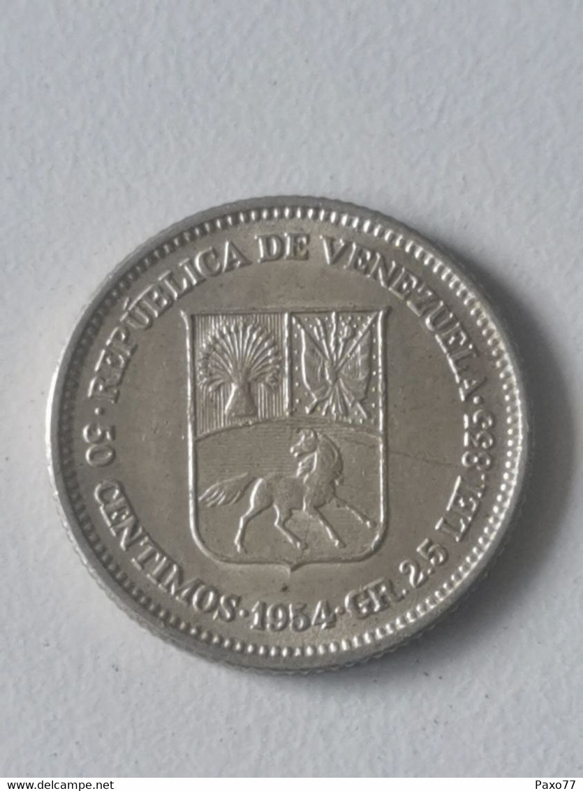 Venezuela, 50 Centimos 1954. Argent - Venezuela