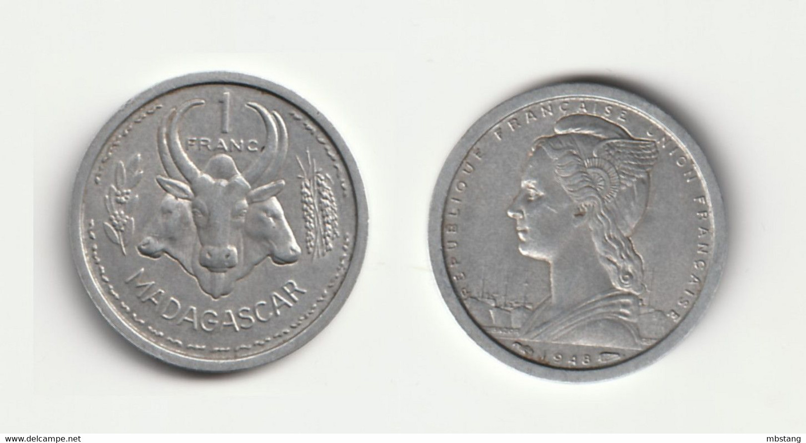 MADAGASCAR  1  Franc  1 Franc 1948 Aluminium • 1.3 G • ⌀ 23 Mm KM# 3 - Madagascar