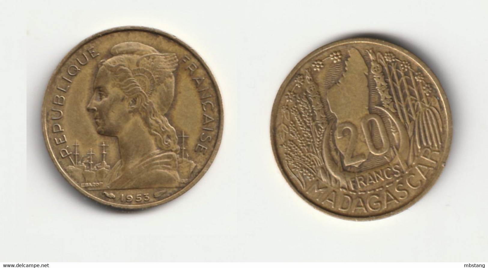 MADAGASCAR  20 Francs 1953 Aluminium-bronze • 4 G • ⌀ 23.2 Mm KM# 7 - Madagascar