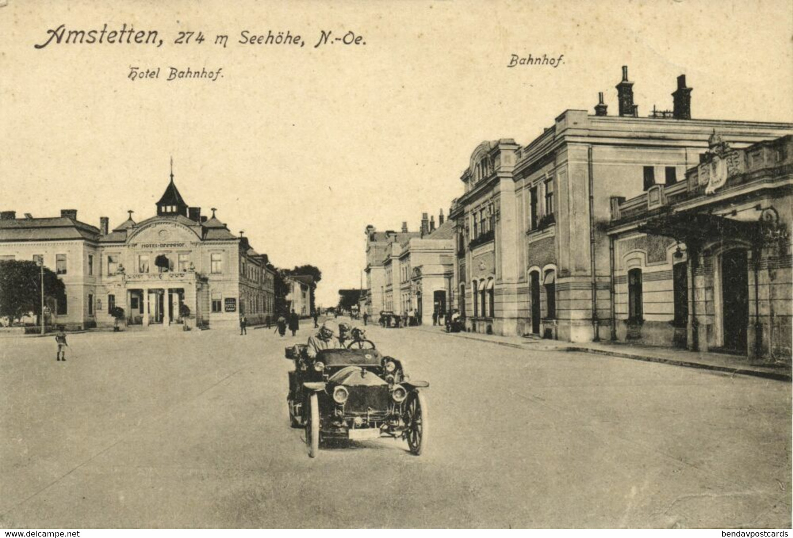 Austria, AMSTETTEN, N. Oe., Seehöhe, Hotel Bahnhof, Station (1921) Postcard - Amstetten