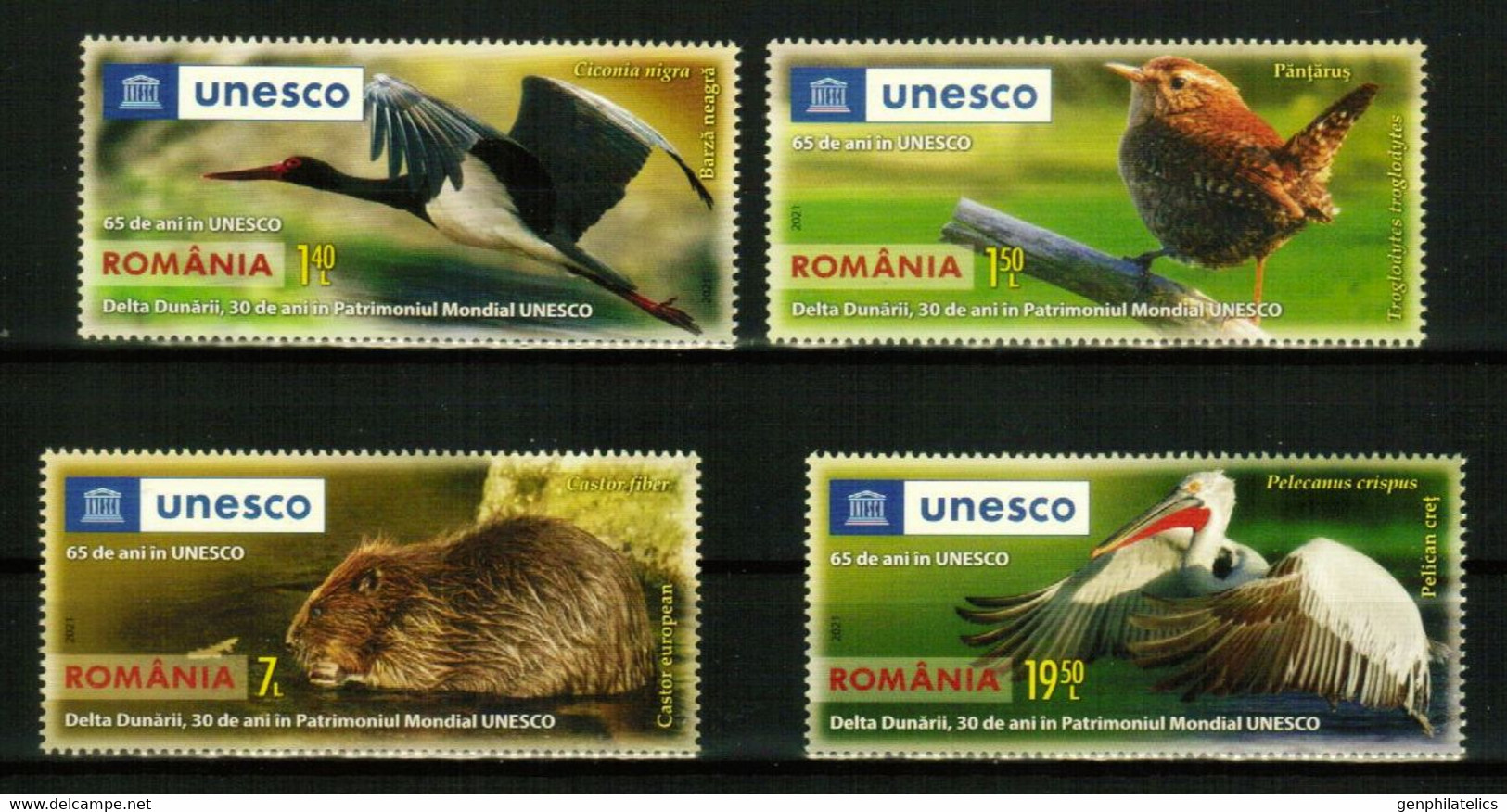 ROMANIA 2021 FAUNA Animals From Danube Delta BIRDS BEAVER - Fine Set MNH - Unused Stamps