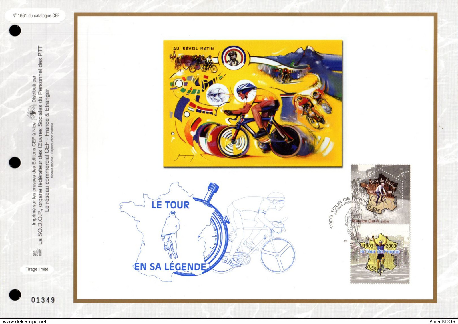 &#9989; " 100 ANS DU TOUR DE FRANCE " Sur Feuillet CEF 1er Jour N°té De 2003. N°YT 3582 3583 Parf état FDC - Radsport