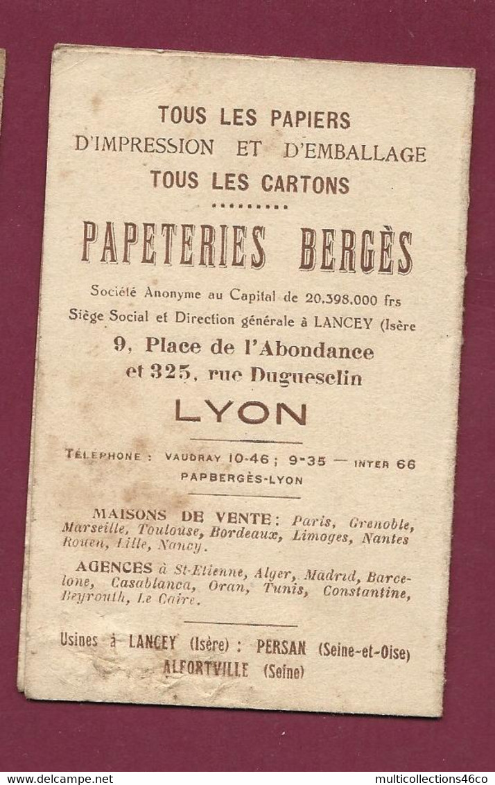 050822 - PETIT CALENDRIER 1922 PUB Papeteries BERGES 9 Place De L'Abondance LYON - Reproduction Tableau - Formato Piccolo : 1921-40