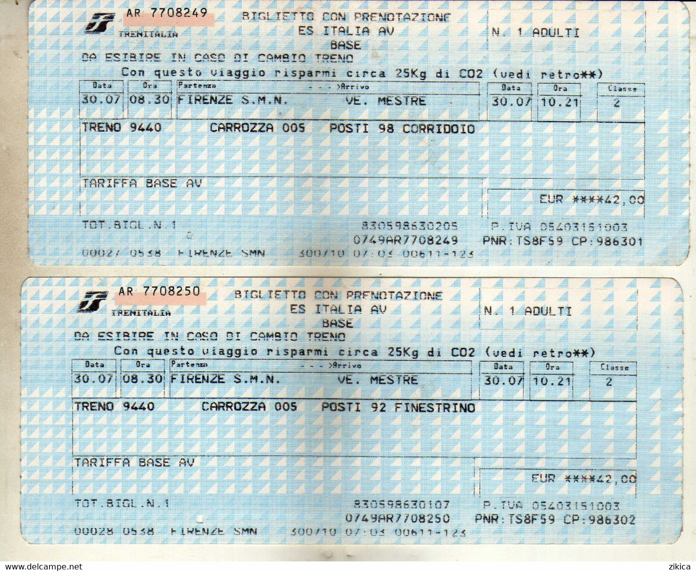 Transportation Ticket - Railway - Italy - Europe