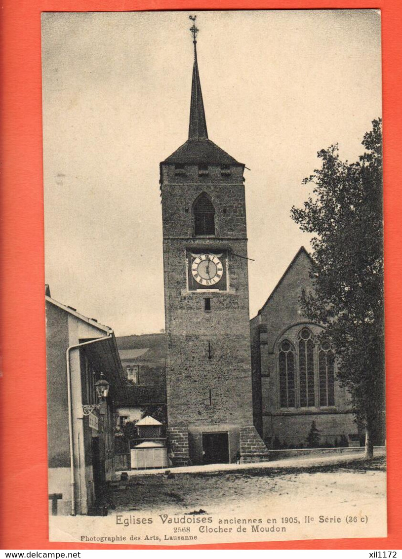 ZRH-38 Moudon  Eglise Saint-Etienne  Eglises Vaudoises  TEmpon Au Dos Vente Trélex 1907 - Moudon