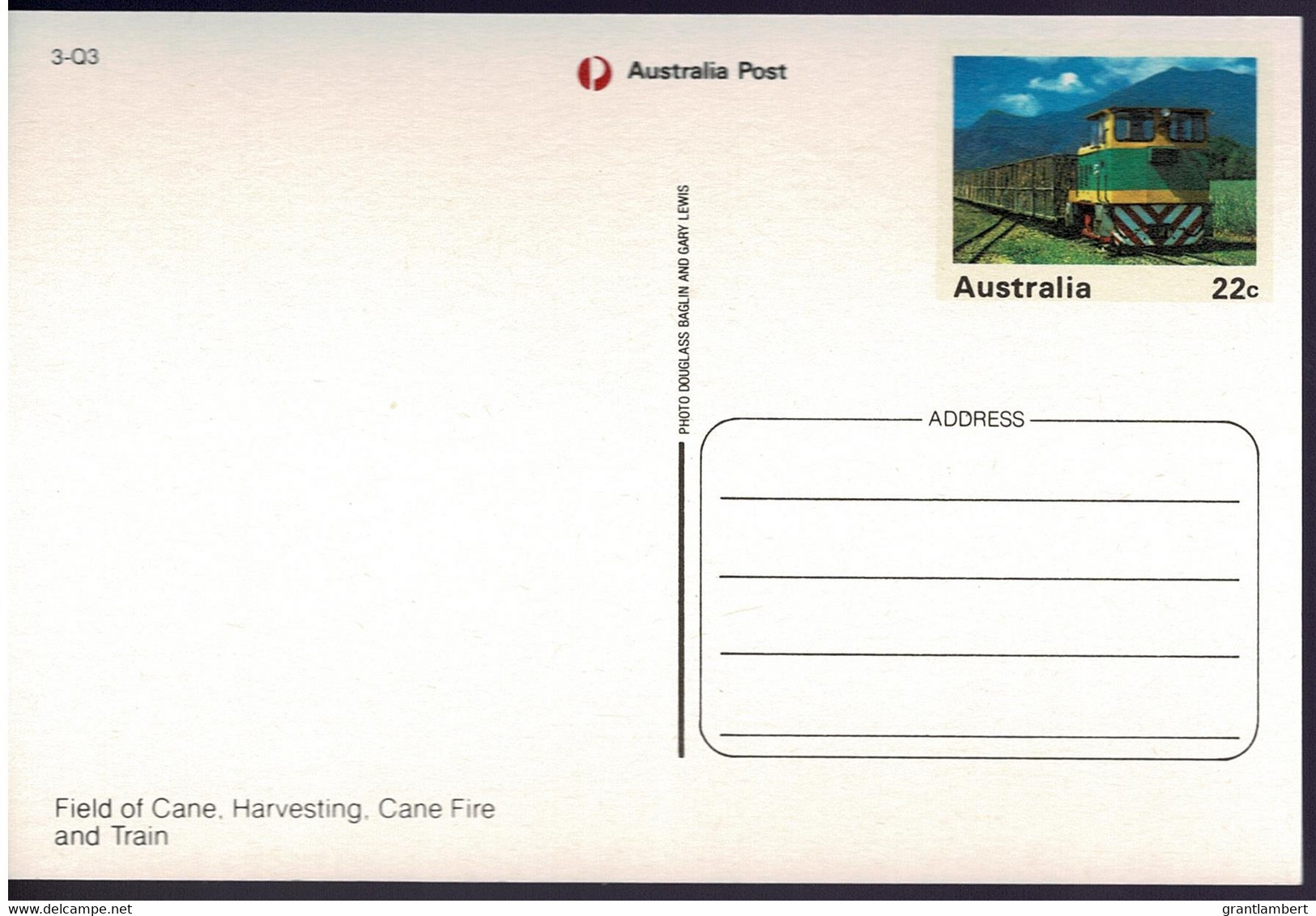 Field Of Cane, Harvesting, Cane Fire And Train, Australia  - Unused Prepaid Postcard - Otros & Sin Clasificación