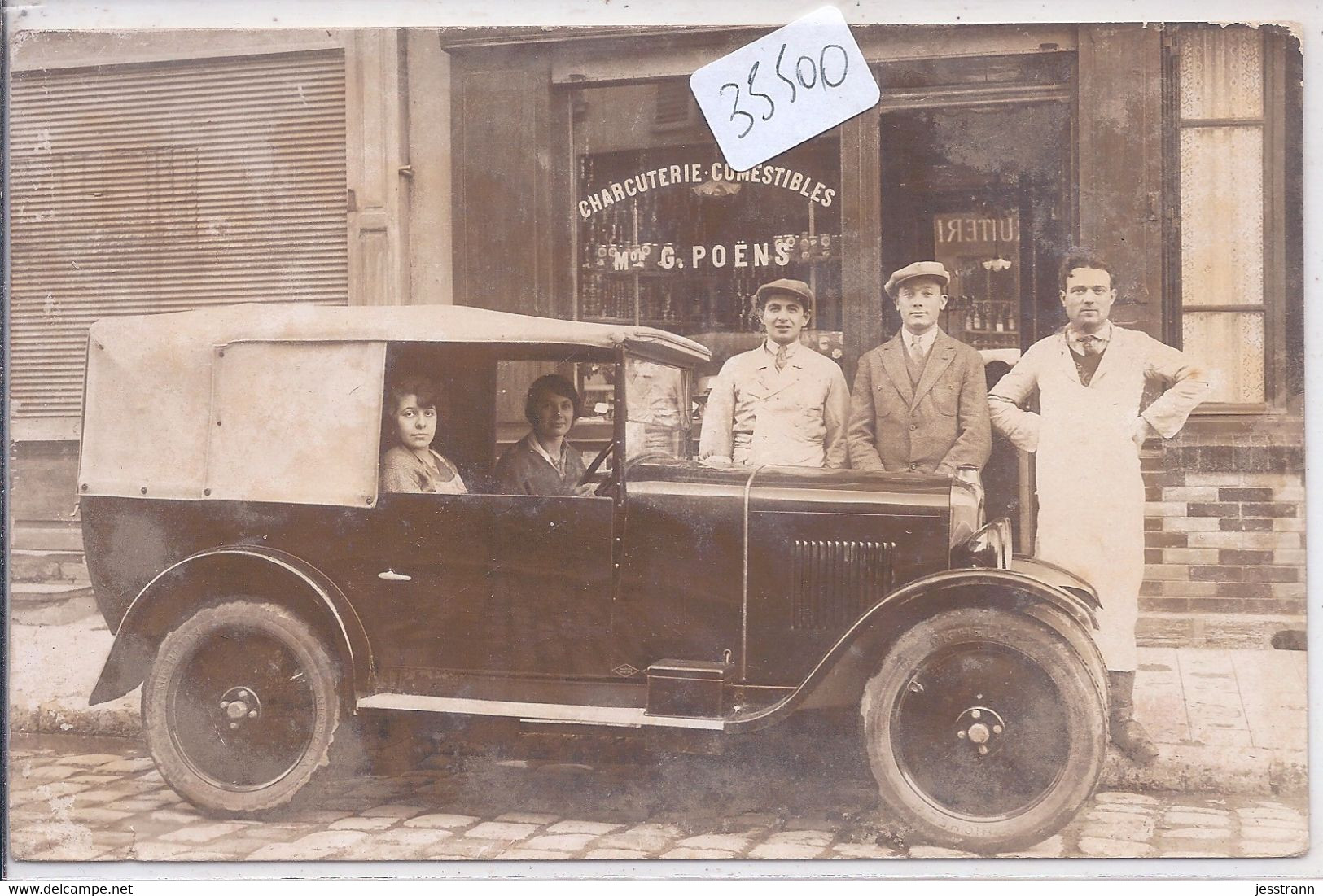 COTE-DU-NORD- 22- CARTE-PHOTO- BELLE AUTOMOBILE DEVANT LA CHARCUTERIE POENS- NOM DE FAMILLE REPANDU DANS LE 22 - Da Identificare