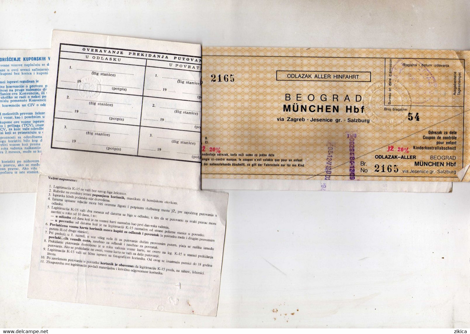 Transportation Ticket - Railway - Belgrade / Munich Germany - Europa