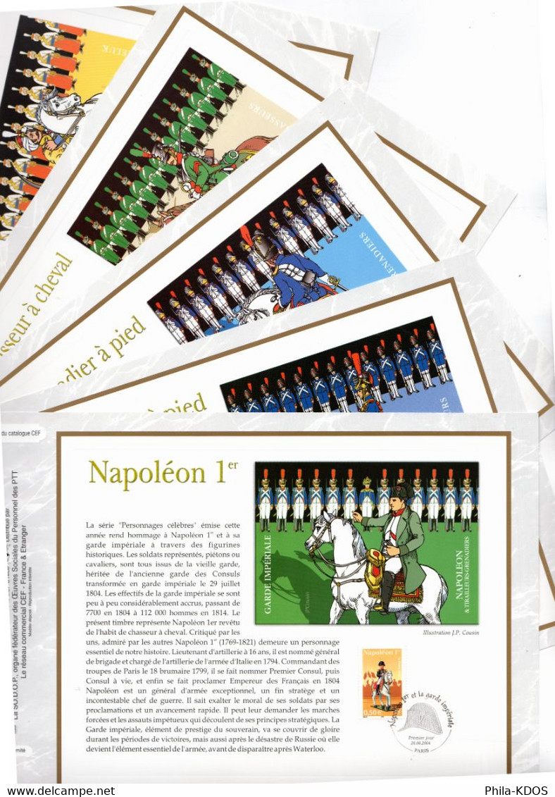 2004 " NAPOLEON ET LA GARDE IMPERIALE " Sur 6 Feuillets CEF N°tés. N°YT 3679 à 84 Parf état. FDC à Saisir !!! - Napoléon