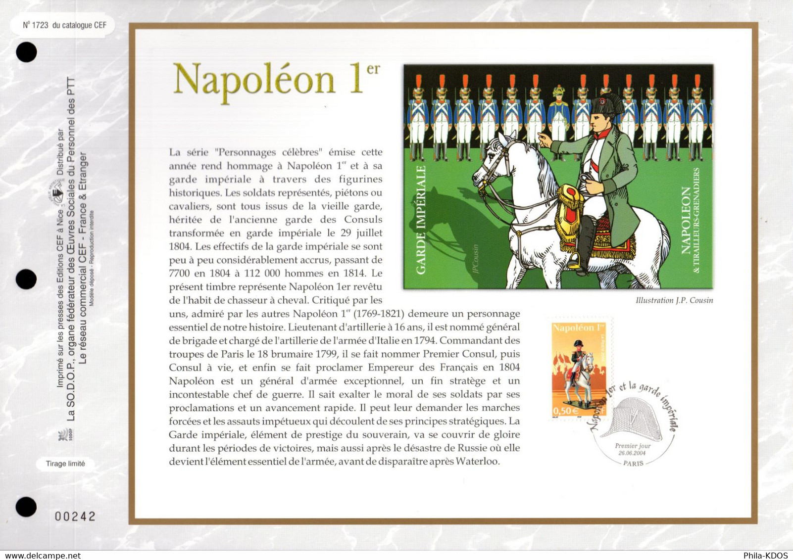 2004 " NAPOLEON ET LA GARDE IMPERIALE " Sur 6 Feuillets CEF N°tés. N°YT 3679 à 84 Parf état. FDC à Saisir !!! - Napoléon