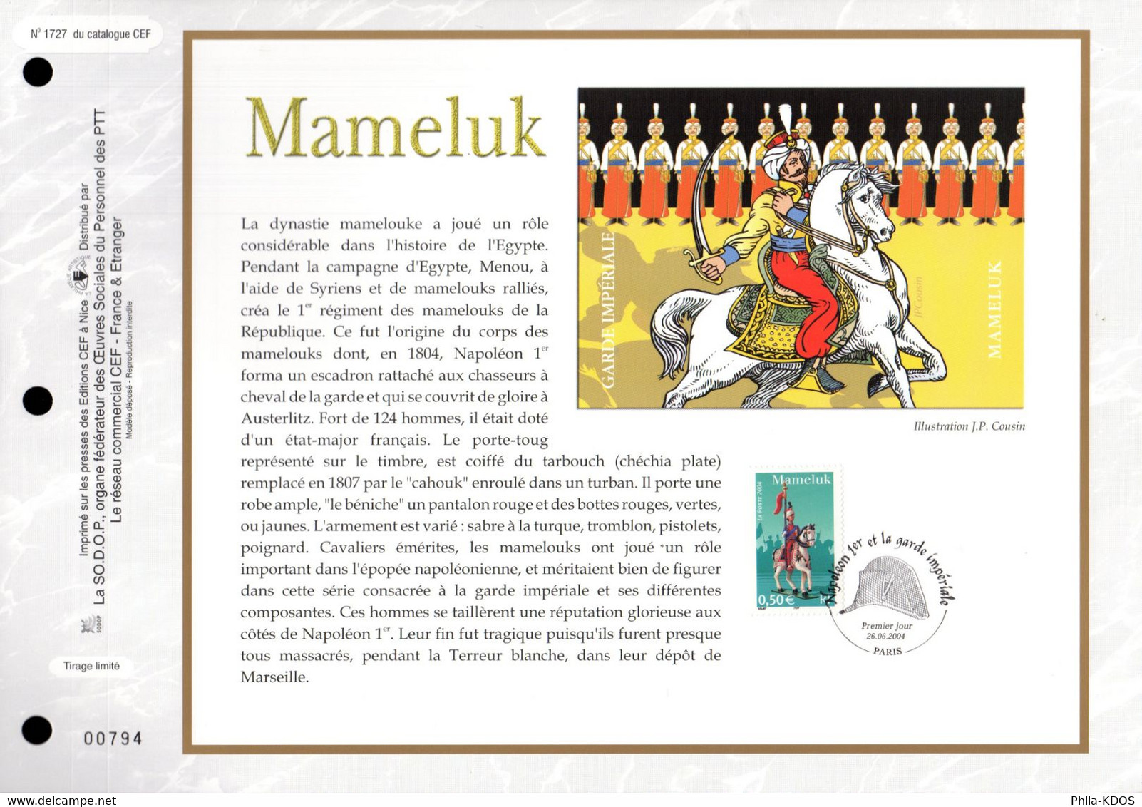 2004 " NAPOLEON ET LA GARDE IMPERIALE " sur 6 Feuillets CEF N°tés. N°YT 3679 à 84 Parf état. FDC à saisir !!!