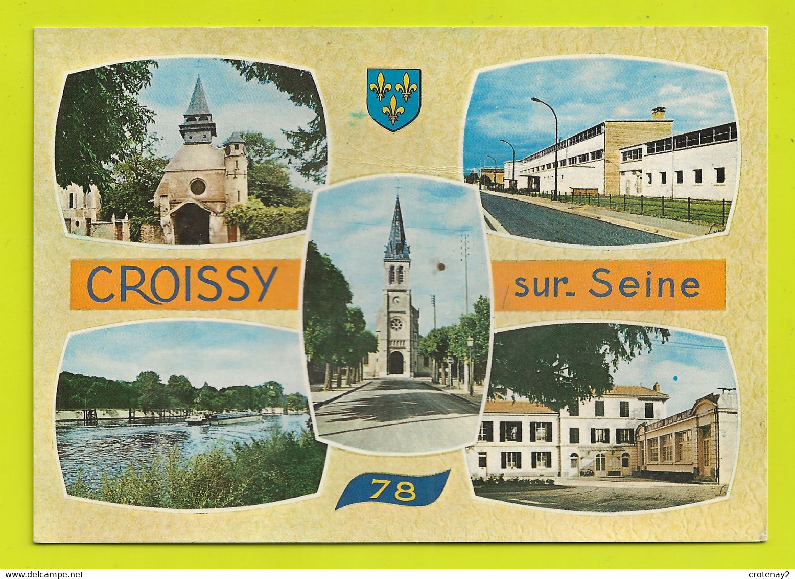 78 CROISSY SUR SEINE N°14675 Eglise Lycée Mairie Bords De Seine Péniche - Croissy-sur-Seine