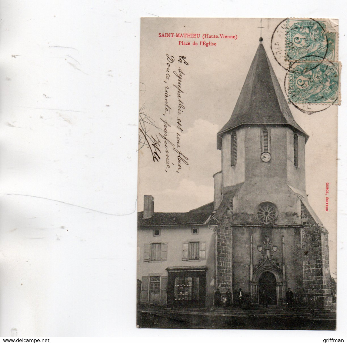 SAINT MATHIEU PLACE DE L'EGLISE 1905 TBE - Saint Mathieu