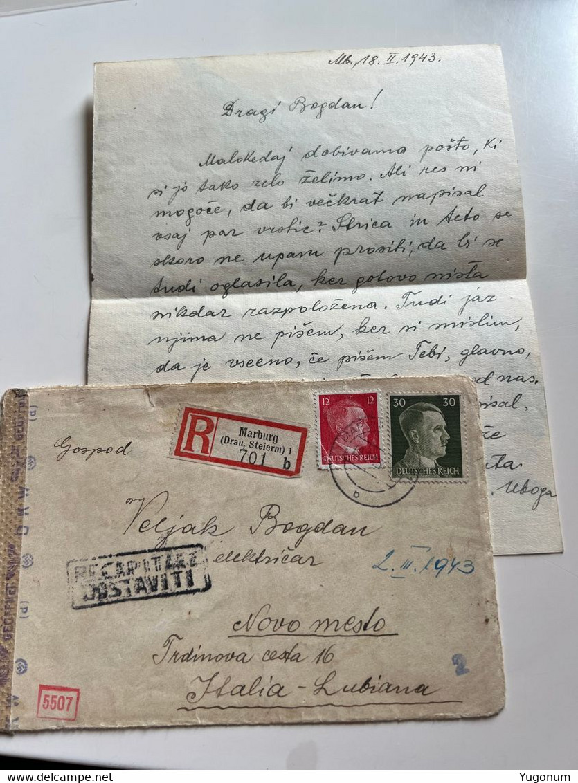 WWII Slovenia 1943 Letter With Stamp MARBURG Sent To Lubiana Ljubljana (No 571) - Lubiana