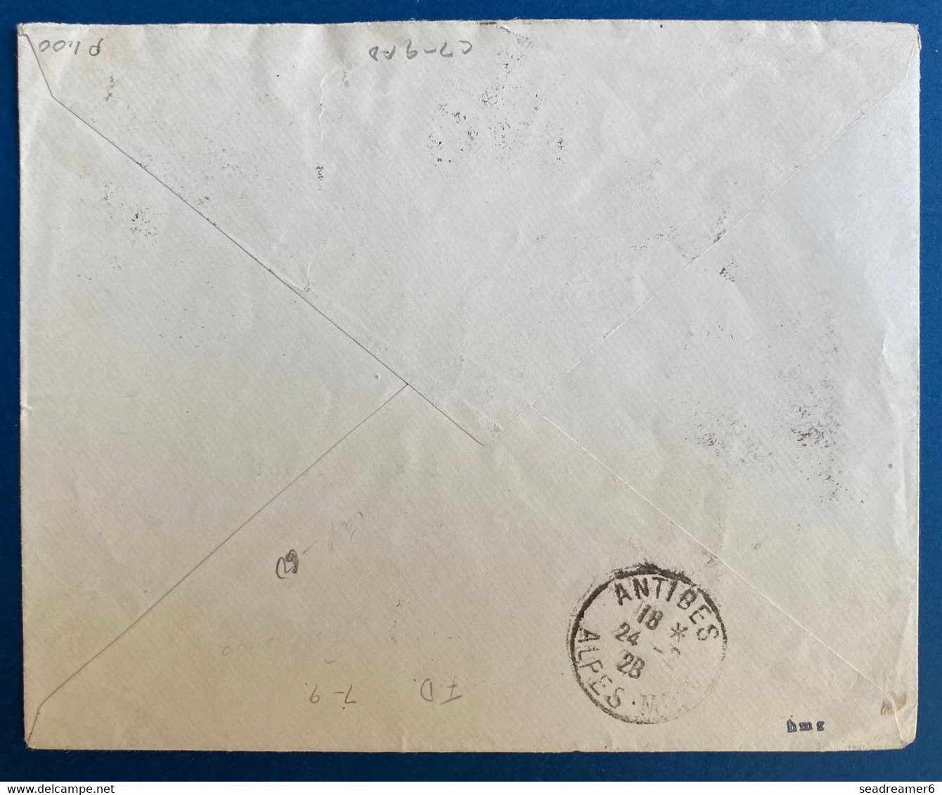 Lettre Recommandée Par Avion De TUNIS En 1928 Avec PA N°7, 8 & 9 Pour Paris Obl Dateur "TUNIS/Chargements" TTB - Poste Aérienne