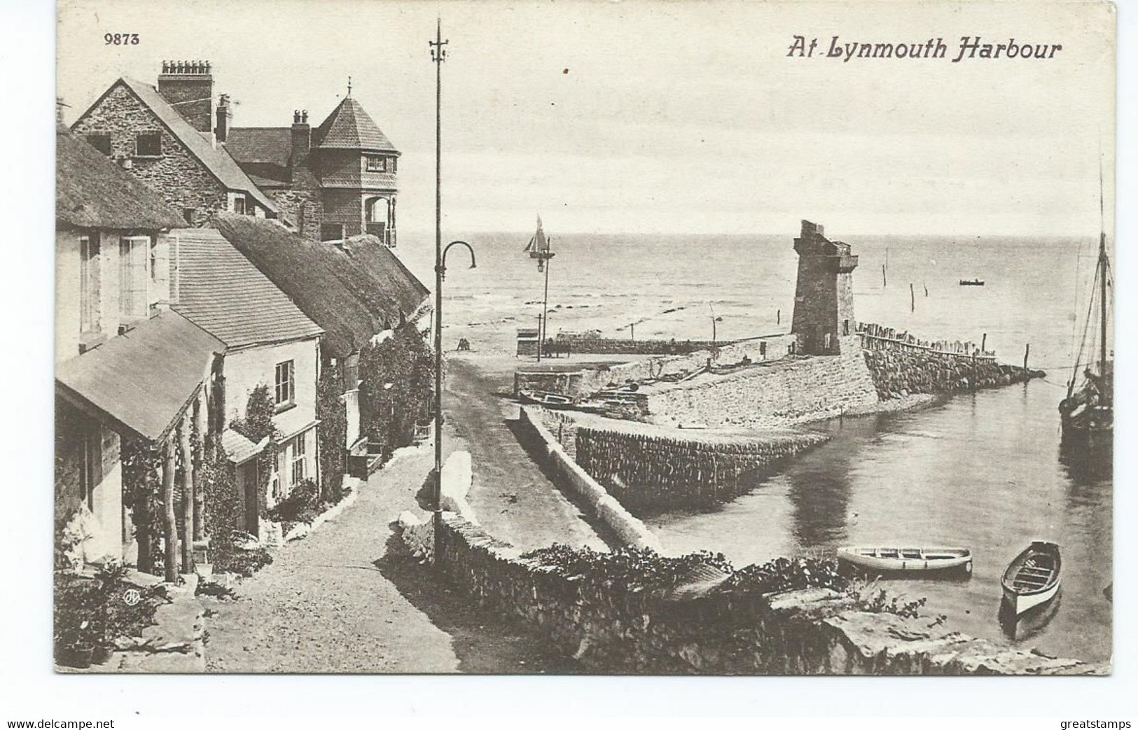 Devon Postcard Lynmouth The Harbour Posted 1909 - Lynmouth & Lynton