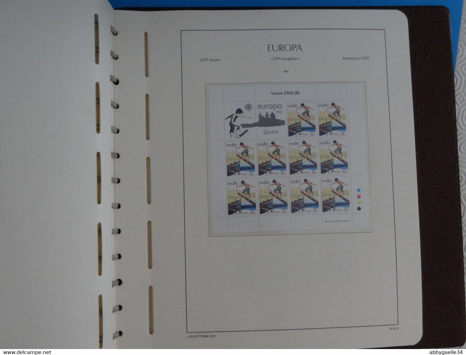 35 Feuillets neufs ** EUROPA CEPT de 1980 à 1982 + Reliure LEUCHTTURM + boitier en bon état général A COMPLETER