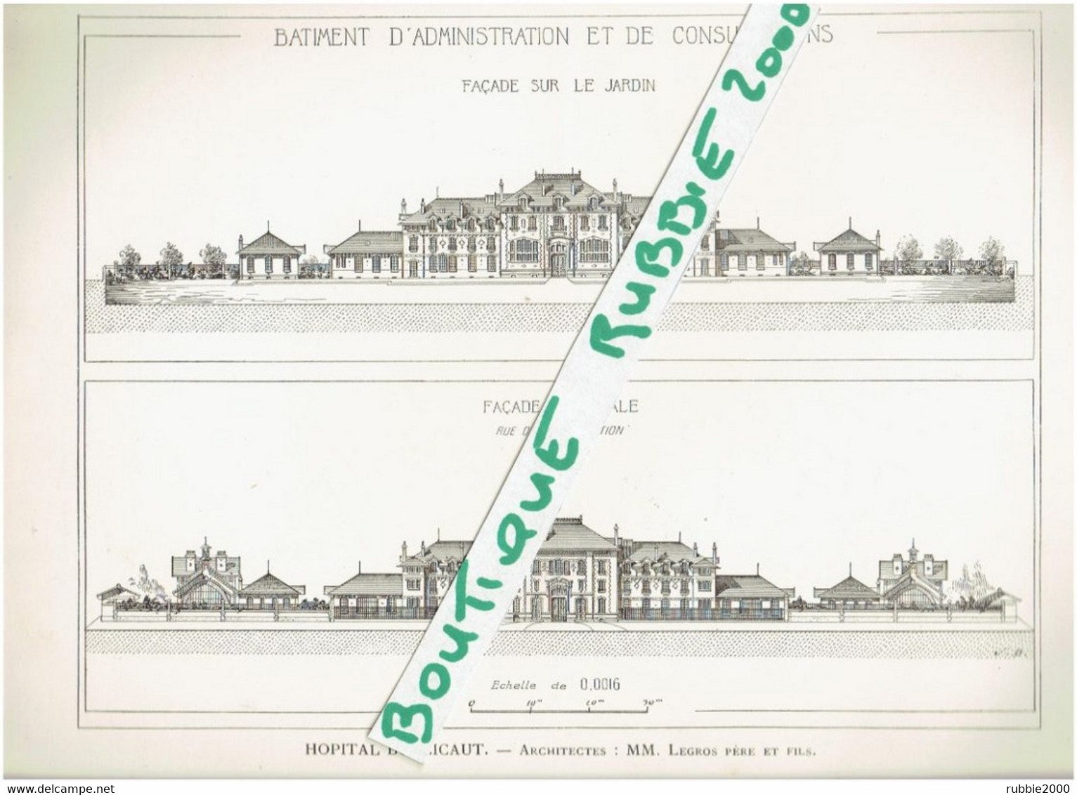 4 PLANS DESSINS 1897 PARIS 15° HOPITAL BOUCICAUT Rue De La Convention MAGASIN AU BON MARCHE ARCHITECTES LEGROS - Paris