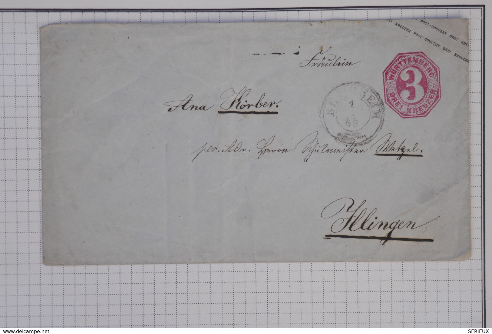 BA 21  GERMANY WURTERBERG   BELLE  LETTRE CARTE  ENTIER   ++ 1869 ILLINGEN ?   ++AFF. INTERESSANT - Enteros Postales