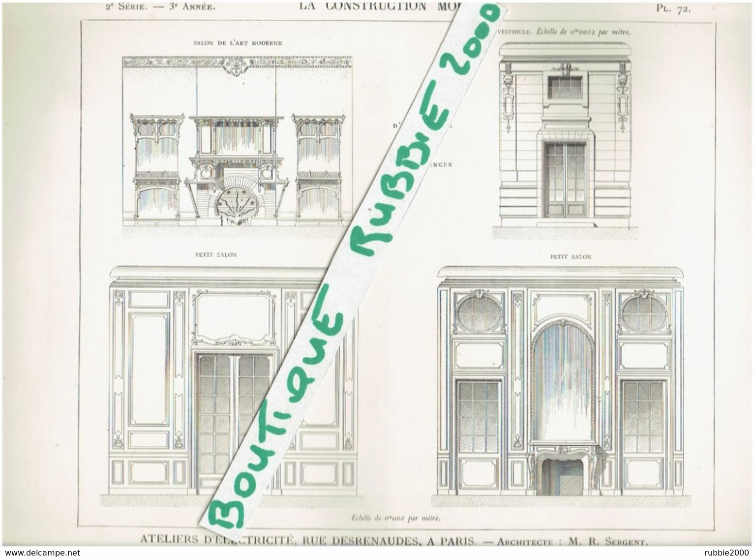 2 PLANS DESSINS 1897 PARIS 17° RUE DES RENAUDES ATELIERS D ELECTRICITE ARCHITECTE SERGENT - Paris