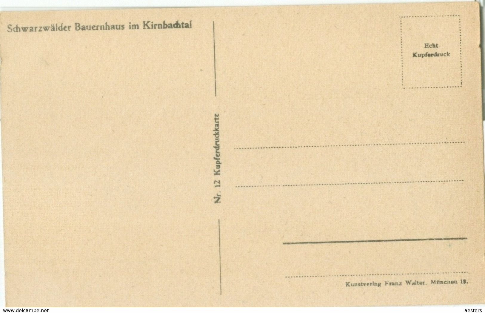 Kirnbachtal; Schwarzwälder Bauernhaus - Nicht Gelaufen. (Kunstverlag Franz Walter - München) - Wolfach