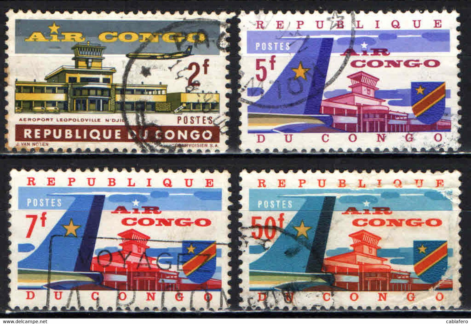 CONGO - 1963 - LINEA AEREA "AIR CONGO" - USATI - Oblitérés