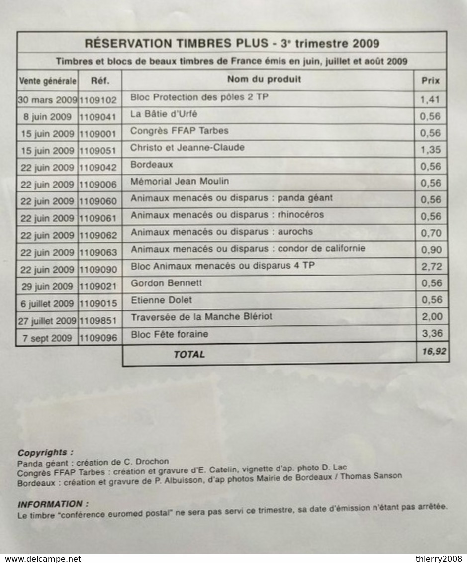 Année 2009 "3er Trimestre" Neuf ** TTB Vendu à La Faciale. - 2000-2009
