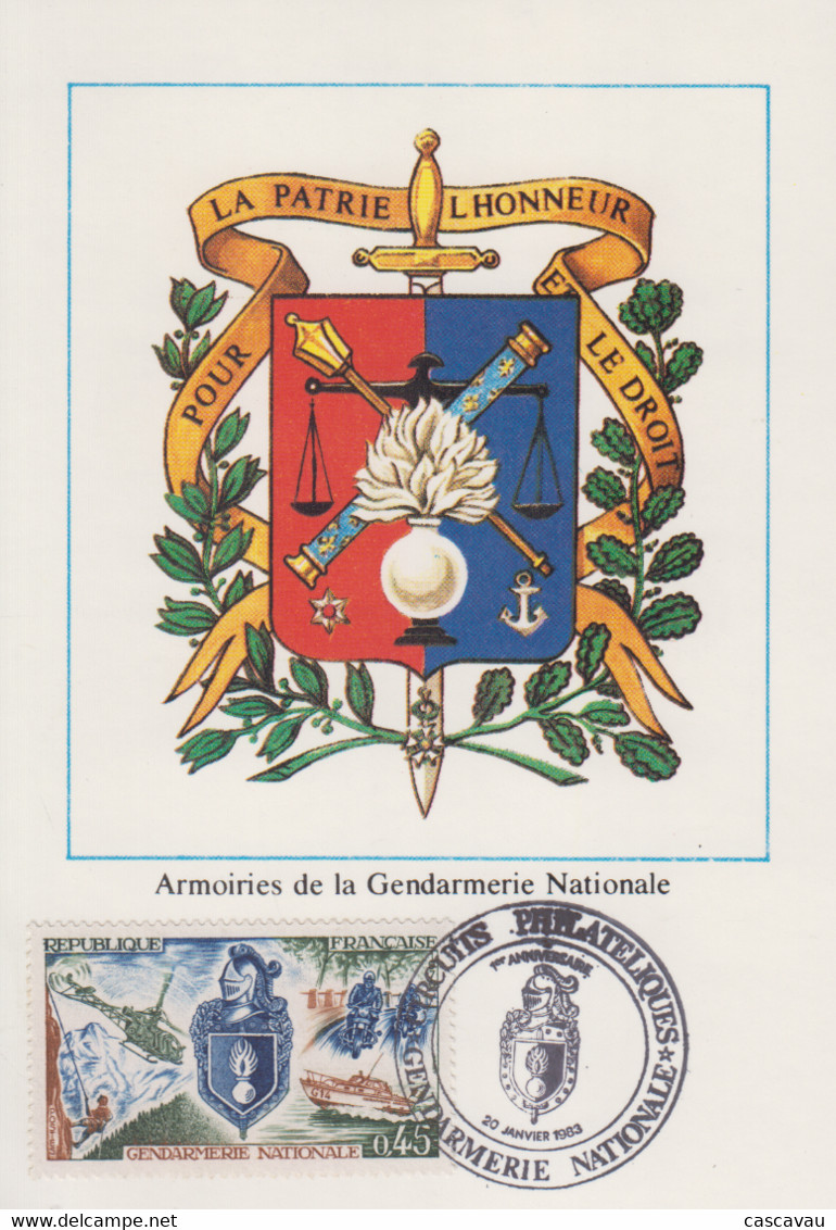 Carte   Maximum    FRANCE    Hommage  à   La   Gendarmerie    1983 - Polizia – Gendarmeria
