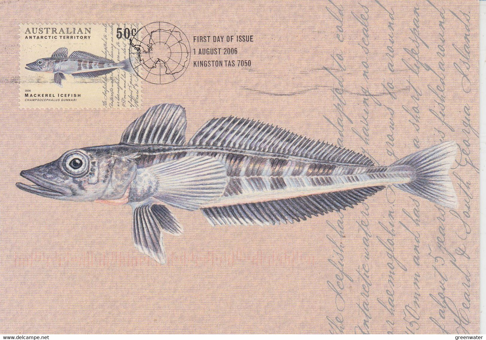 AAT 2006 Mackerel Icefish Maxicard Ca Davis Signature Ca Davis 1 OCT 2017 (58141) - Cartes-maximum