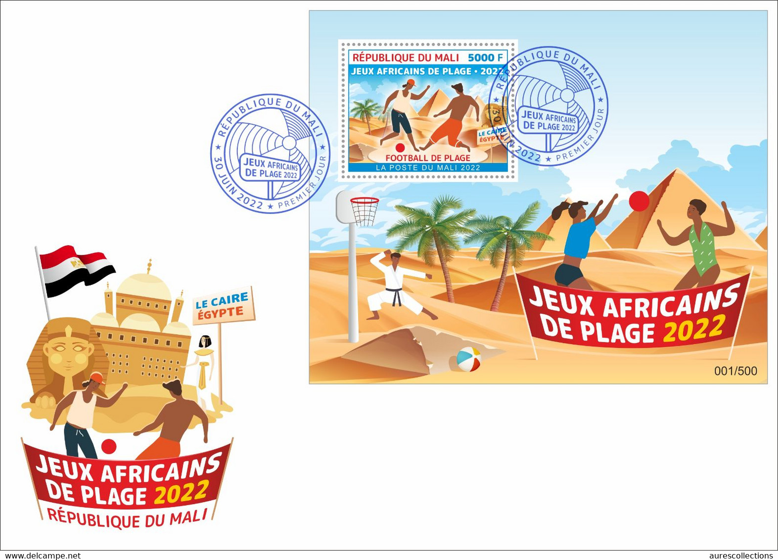 MALI 2022 SOUVENIR SHEET BLOC BF BLOCK - AFRICAN BEACH GAMES - JEUX AFRICAINS DE PLAGE - FOOTBALL SOCCER - RARE FDC - Mali (1959-...)