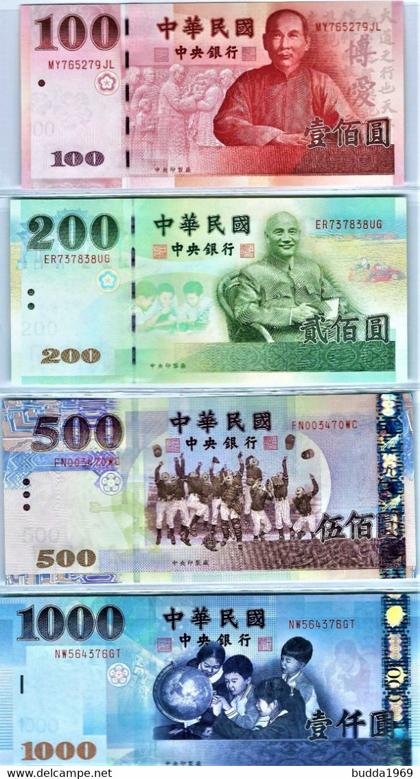 TAIWAN SET OF 5 BANKNOTES-100,200,500,1000 And 2000 TWD - UNC - KASSENFRISCH! - Taiwan