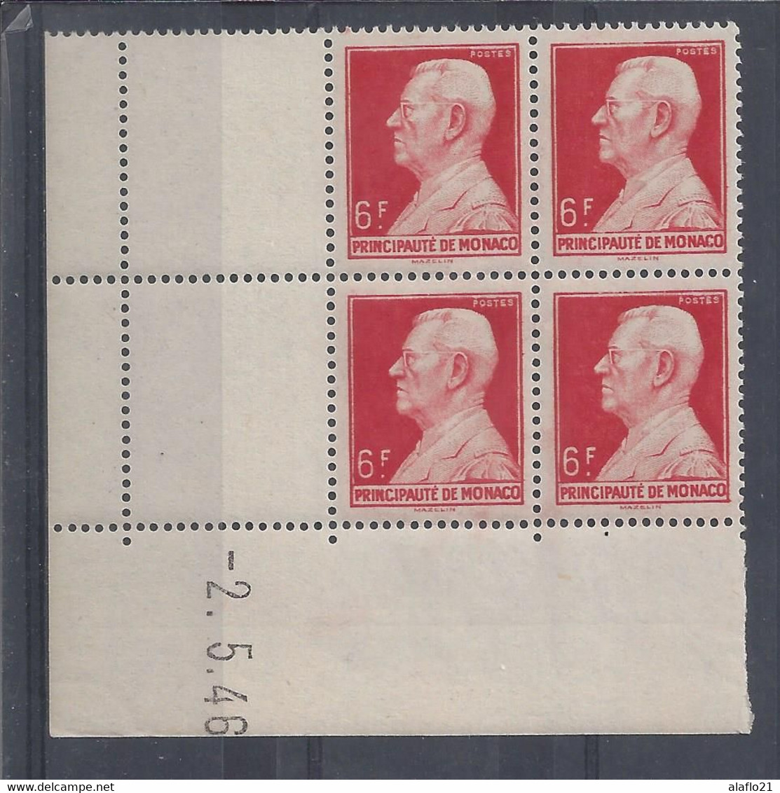 MONACO - N° 283 - PRINCE LOUIS II - Bloc De 4 COIN DATE - NEUF SANS CHARNIERE - 2/5/46 - Unused Stamps