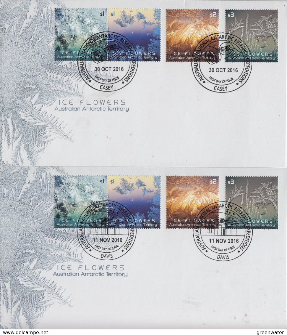 AAT 2017 Ice Flowers 4v  4 FDC (Casey, Mawson, Davis, Macquarie) (58145) - FDC