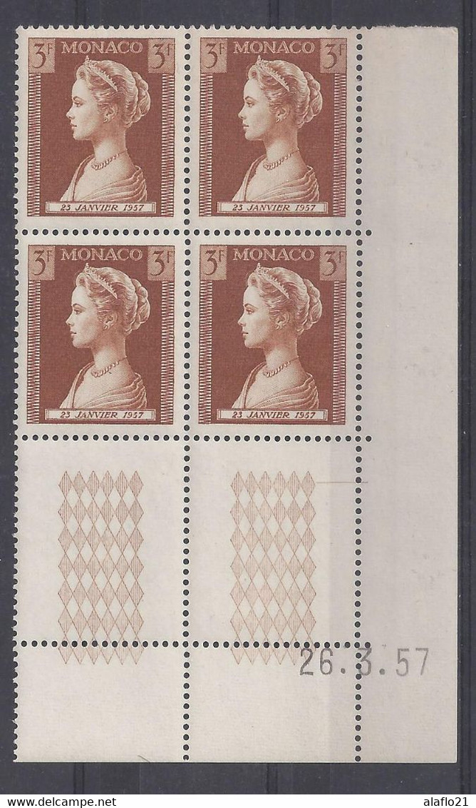 MONACO - N° 480 - PRINCESSE GRACE - Bloc De 4 COIN DATE - NEUF SANS CHARNIERE - 26/3/57 - Neufs