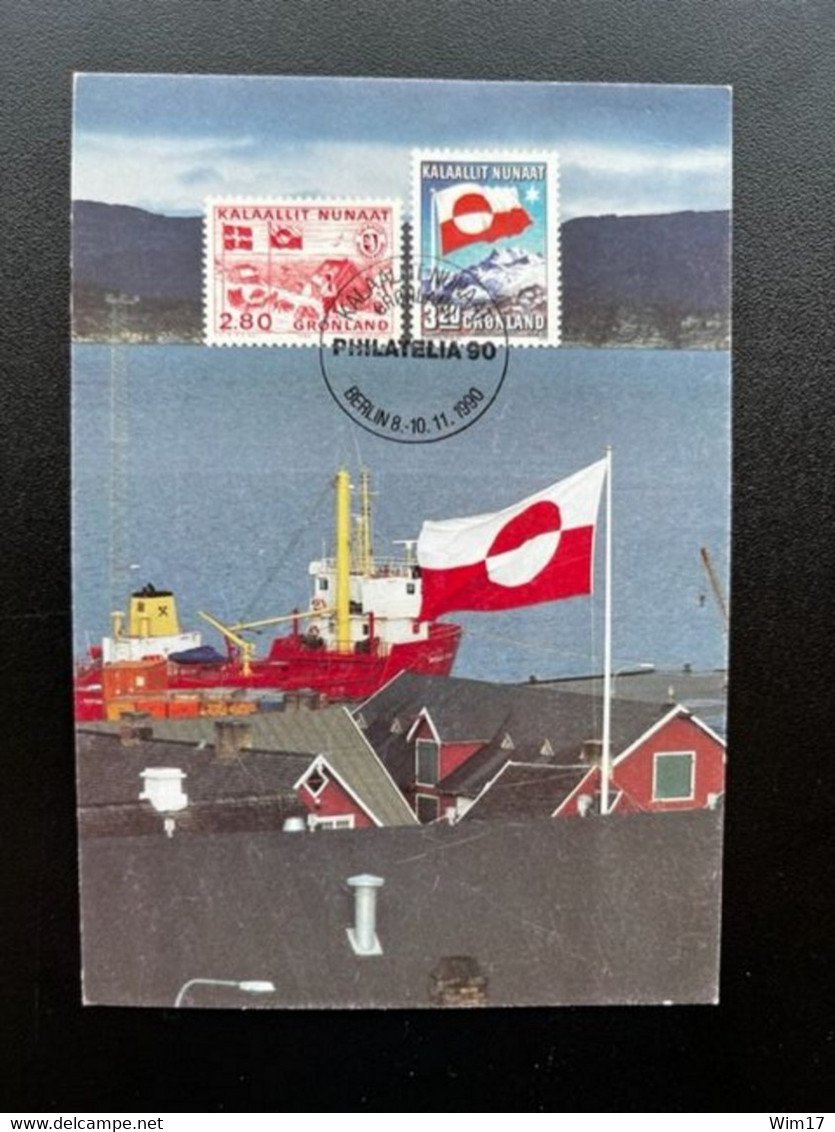 GREENLAND 1990 CARD AASIAAT HARBOUR GRONLAND GROENLAND - Cartas Máxima