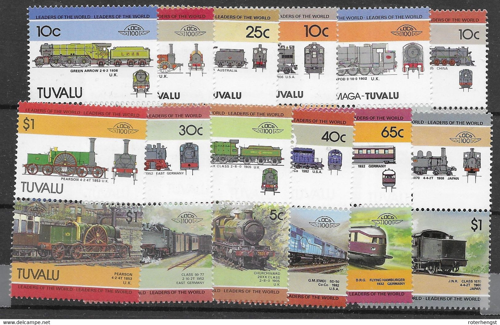 Tubvalu Mnh ** Two Train Sets From 1985 Plus 4 Other Pairs Unchecked - Tuvalu