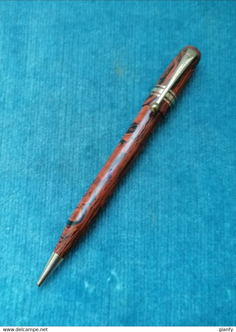 PORTAMINA EDACOTO 104 EBANITE FIAMMATA 1930 VINTAGE BLACK & RED RIPPLE EBONITE PENCIL - Stylos