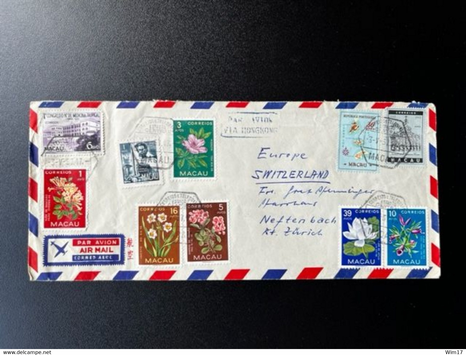 MACAO 1957 AIR MAIL LETTER TO SWITZERLAND 03-05-1957 - Cartas & Documentos