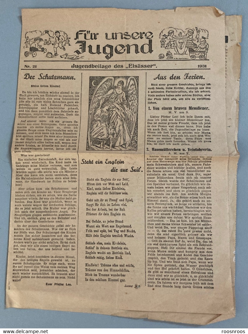 A IDENTIFIER - SUPPLEMENT A UN JOURNAL ALLEMAND - FUR UNSERE JUGEND - JUGENBEILAGE DES ELSASSER - JEUNESSE - ALSACE 1931 - Kids & Teenagers