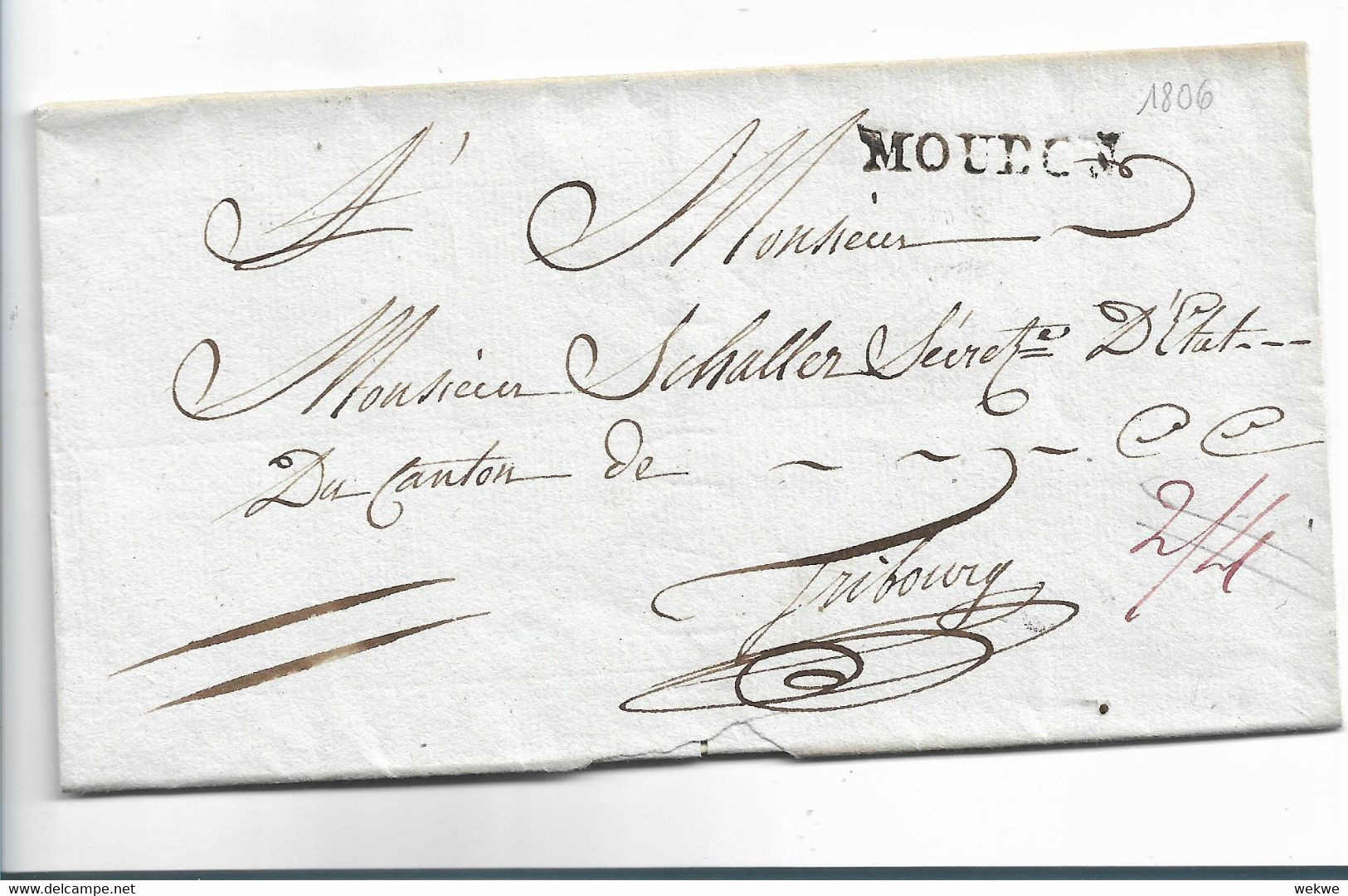 CH041 / SCHWEIZ - MOUDON 1806, Dienstsache POLIZEI - Canton De Fribourg - ...-1845 Préphilatélie