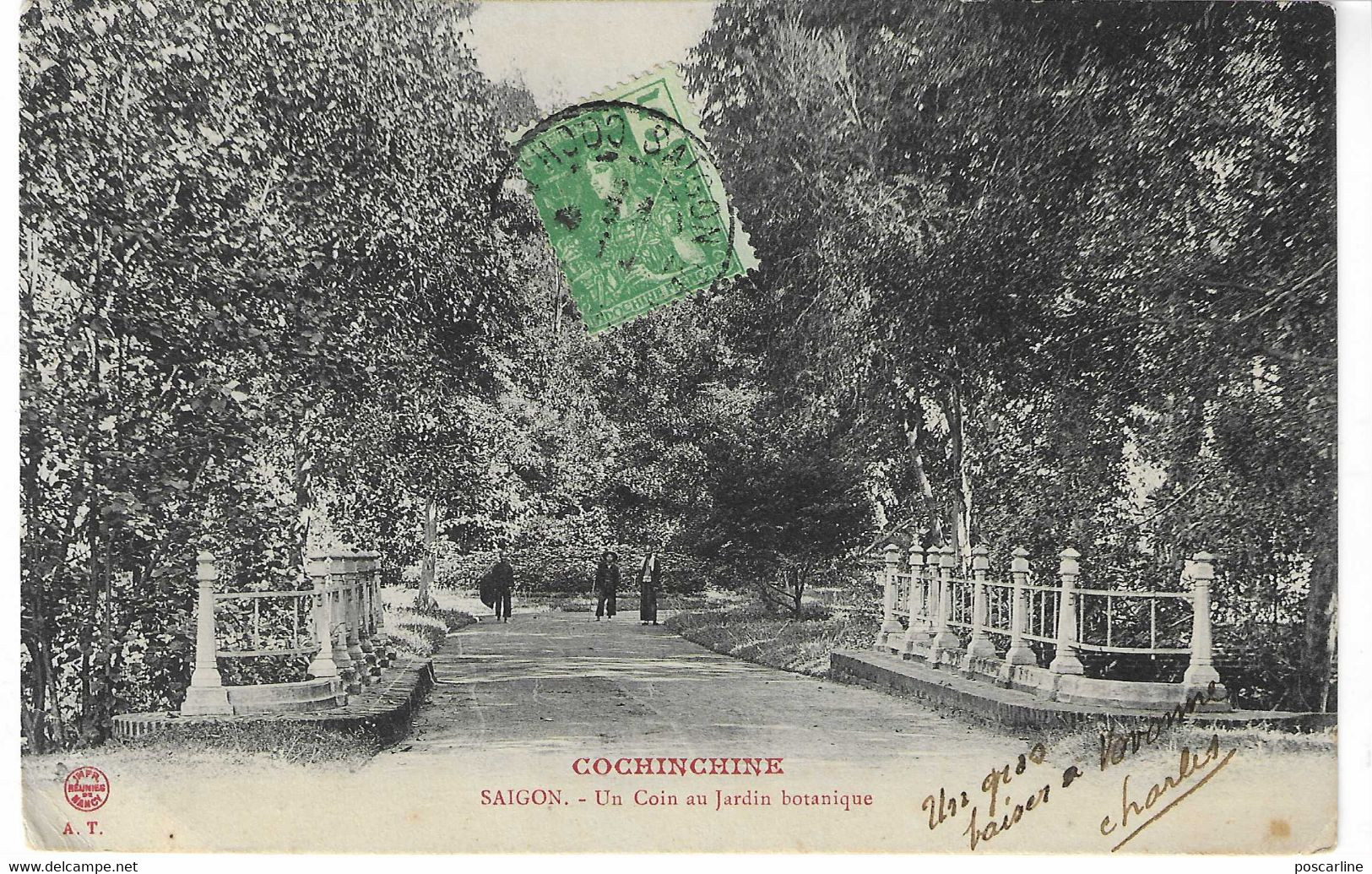 Cochinchine, Saïgon, Coin Du Jardin Botanique, 1908,Timbre Indochine, 2 Scans - Vietnam