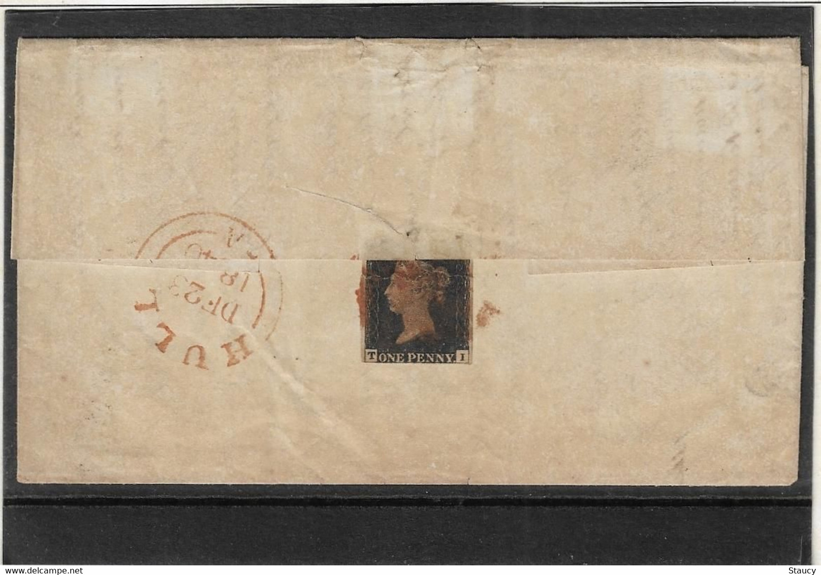 UK GB GREAT BRITAIN 1840 SG1 One Penny Black On Cover Hull To Barnstaple (TI) Used As Per Scan - Briefe U. Dokumente