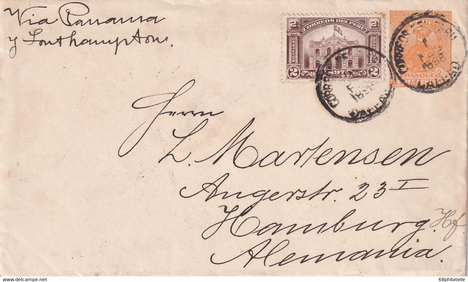 PEROU 1898  ENTIER POSTAL/GANZSACHE/POSTAL STATIONERY LETTRE DE CALLAO - Peru