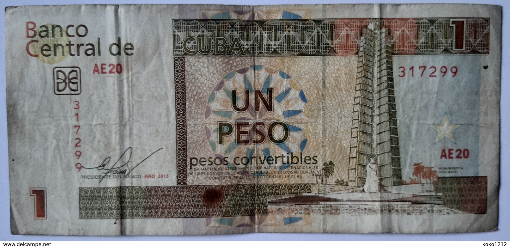 Cuba 1 Peso Convertible CUC 2013 Fine / VF- - Cuba